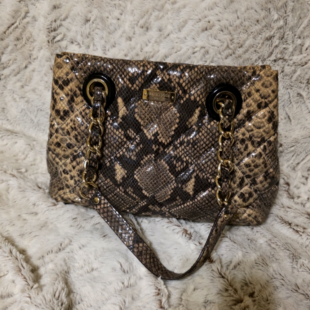 Kate Spade snakeskin, quilted leather Tote bag brown/beige